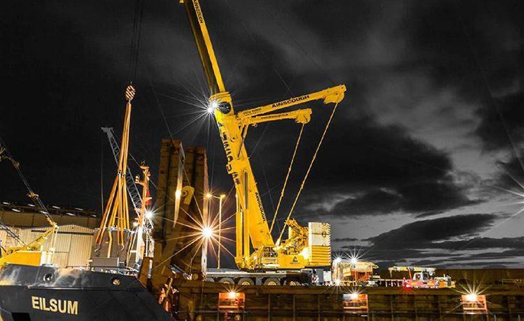 crane at night