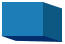 A blue cube with a shadow on a white background.