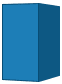 A blue cube is sitting on a white surface.