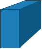 A blue box with a shadow on a white background.