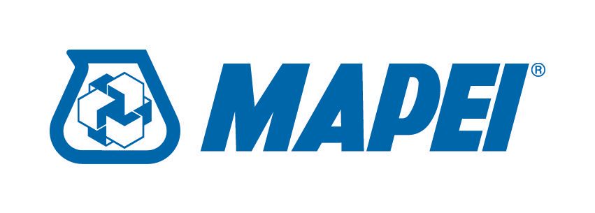 Un logo blu e bianco per mapei su uno sfondo bianco