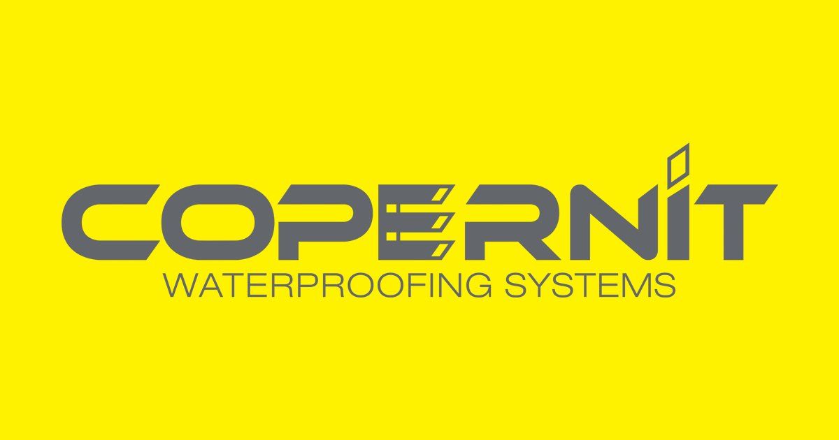 Il logo dei sistemi impermeabilizzanti Copernit è su sfondo giallo.