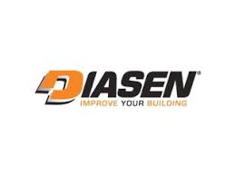 Il logo di Diasen è arancione e nero e recita ``migliora il tuo edificio''.