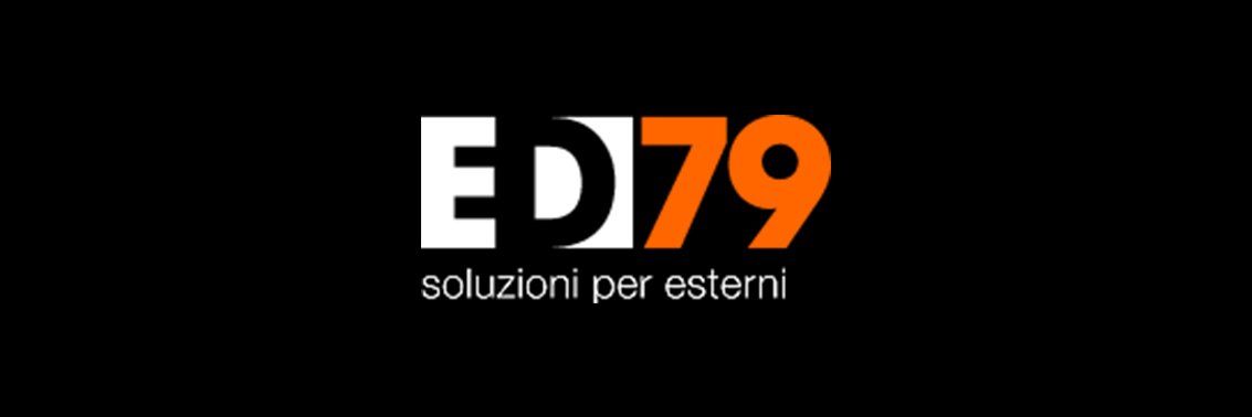 A black and orange logo for ed79 soluzioni per esterni