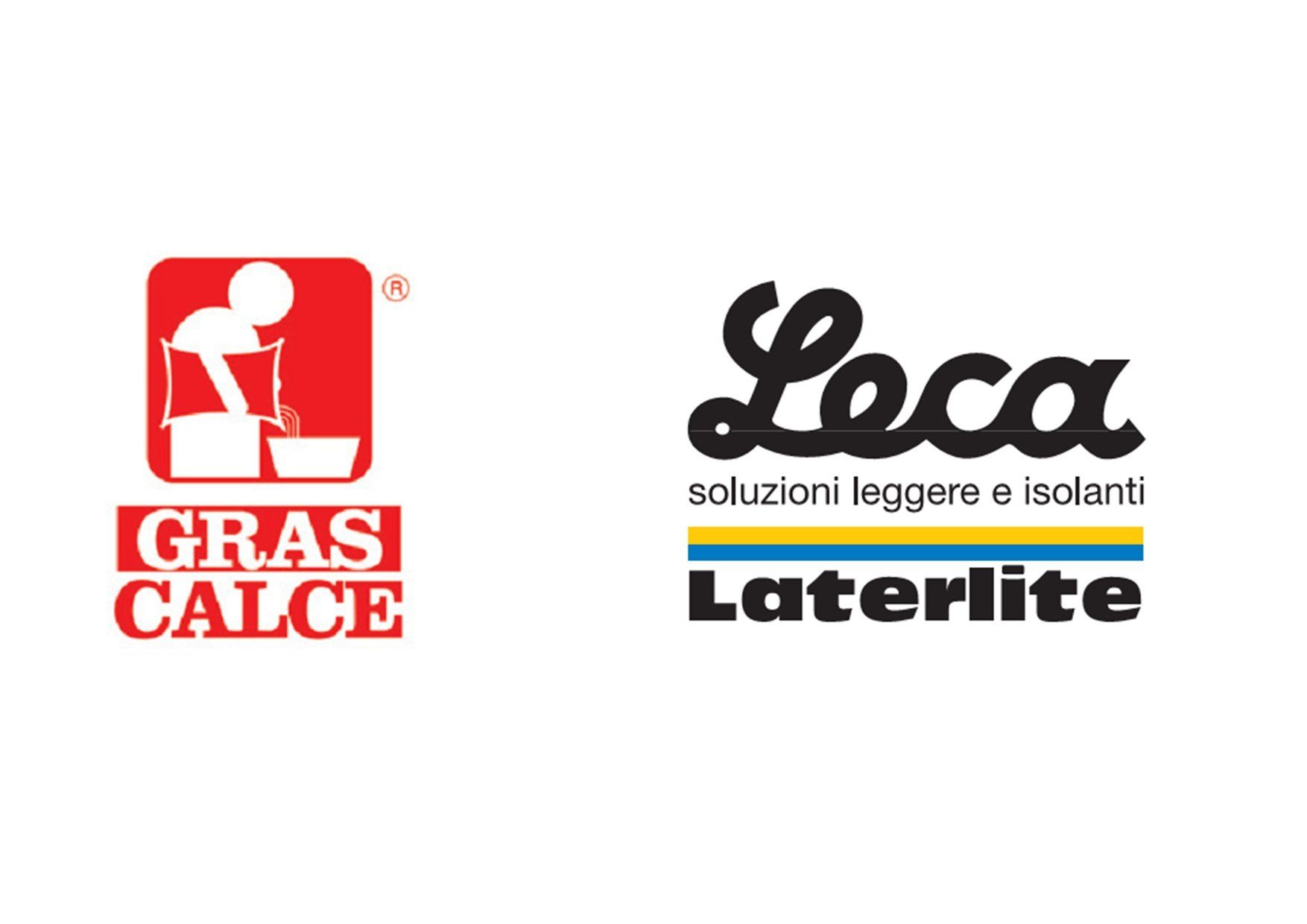 Due loghi per un'azienda chiamata gras calce e leca laterlite