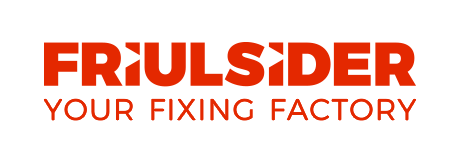Un logo rosso e bianco per friulsider la tua fabbrica di riparazioni