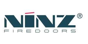 Un logo per porte tagliafuoco ninz su sfondo bianco.