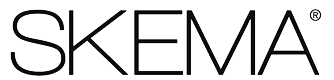 Un logo in bianco e nero per Skema su uno sfondo bianco.