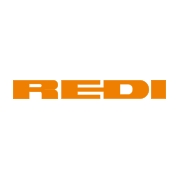 Il logo redi è arancione e nero su sfondo bianco.