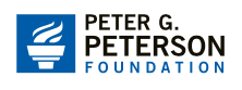 The peter g. peterson foundation logo is blue and black.