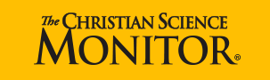 The christian science monitor logo on a yellow background