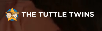 A logo for the tuttle twins with two monkeys and a star