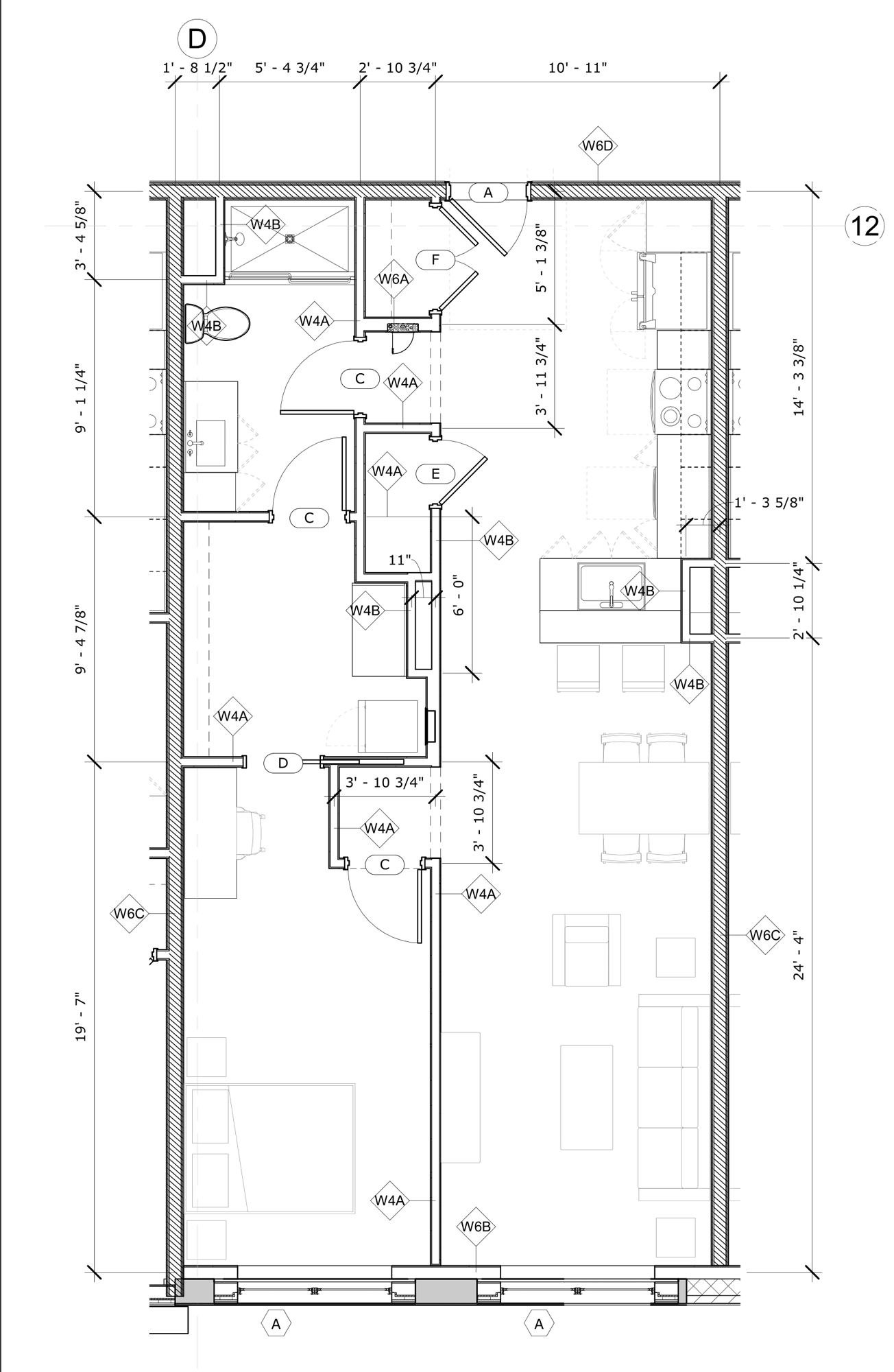 Units 103, 105, 107, 108 839 SF | 1 Bed , 1 Bath