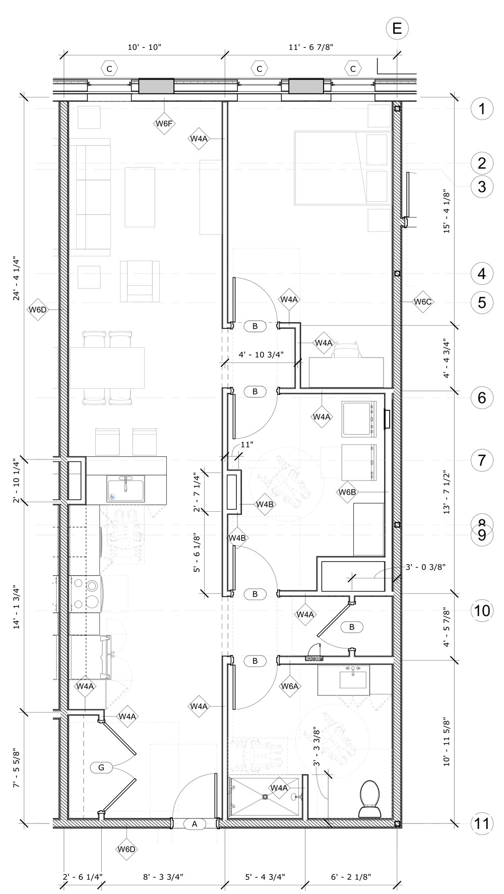 Unit 106 1,048 SF | 1 Bed , 1 Bath
