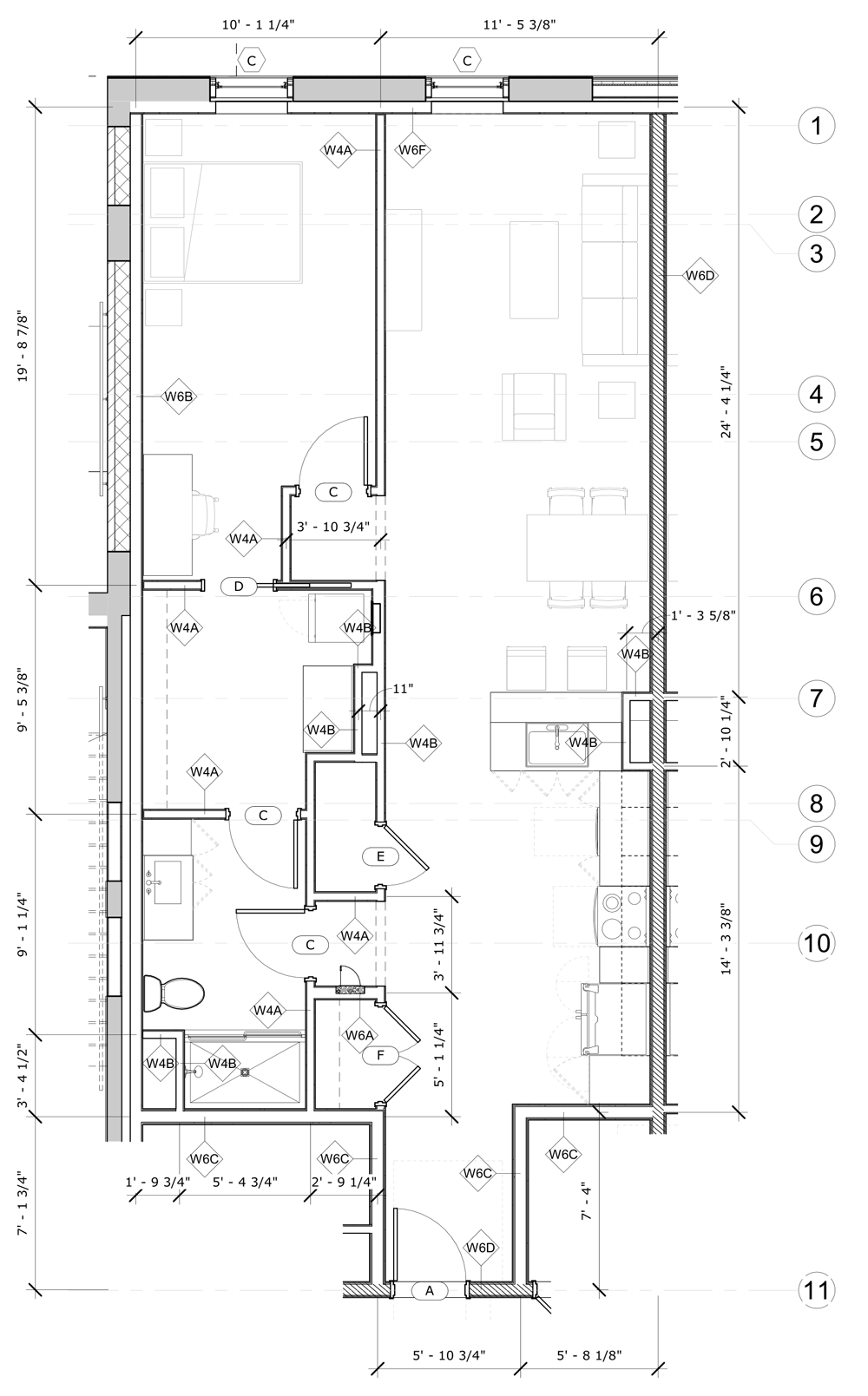 Unit 104 896 SF | 1 Bed , 1 Bath