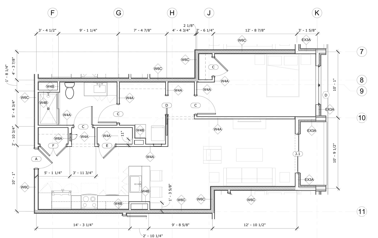 Unit 210 807 SF | 1 Bed , 1 Bath