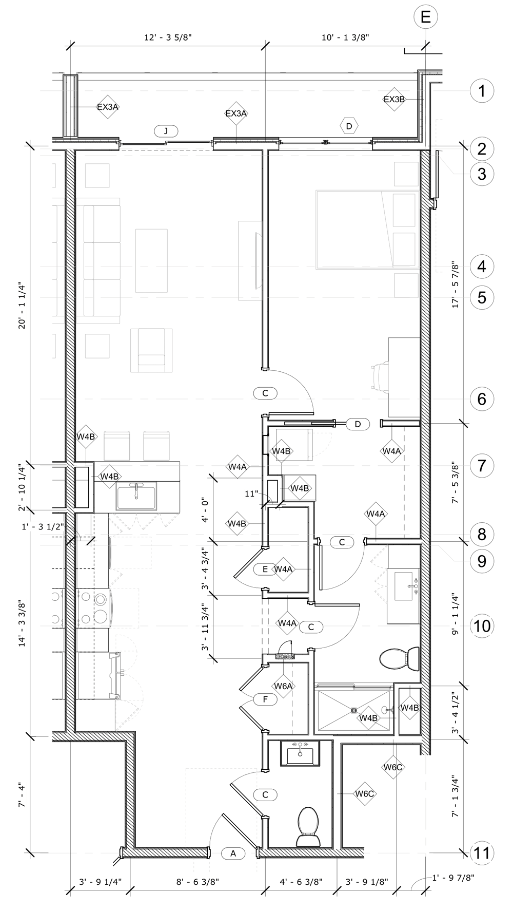 Units 204, 206 865-888 SF | 1 Bed , 1.5 Baths