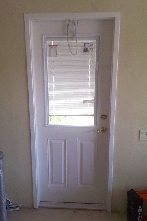 Door With Blinds Over Panels — Tampa, FL — DoorPro Entryways, Inc.