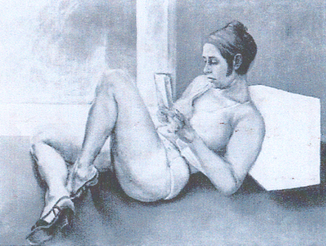 Liegende, Öl auf Leinwand (1972) Liegende Frau, lesend
