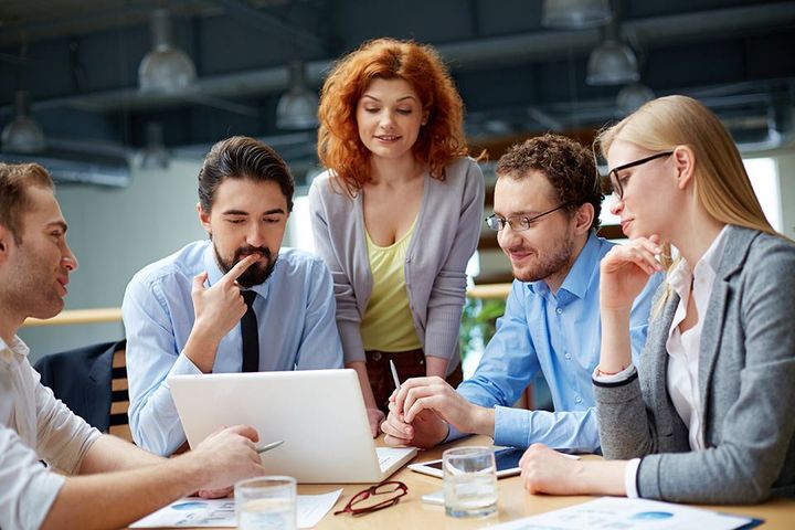 team discussing on a project