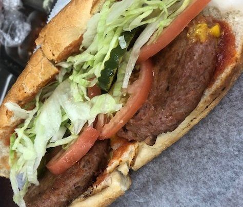 Beyond Burger Grinder with lettuce and tomato