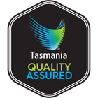 Tasmania quality assured logo on a black background