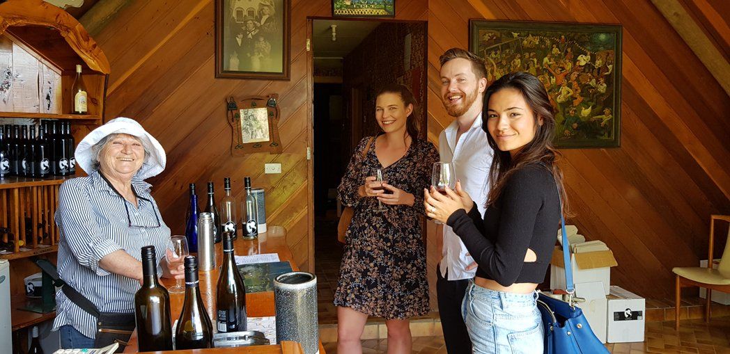 3 woman and 1 guy with wines