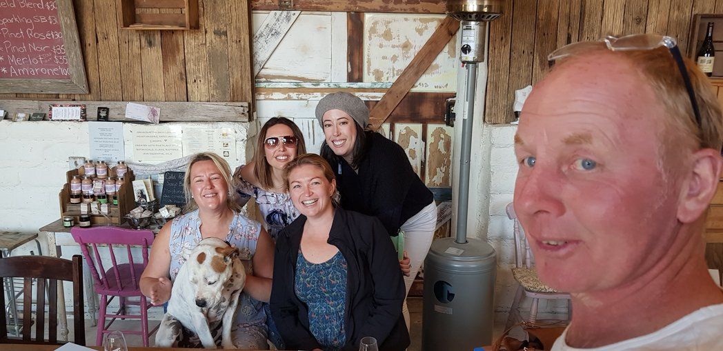 4 woman holding dogs and 1 old guy