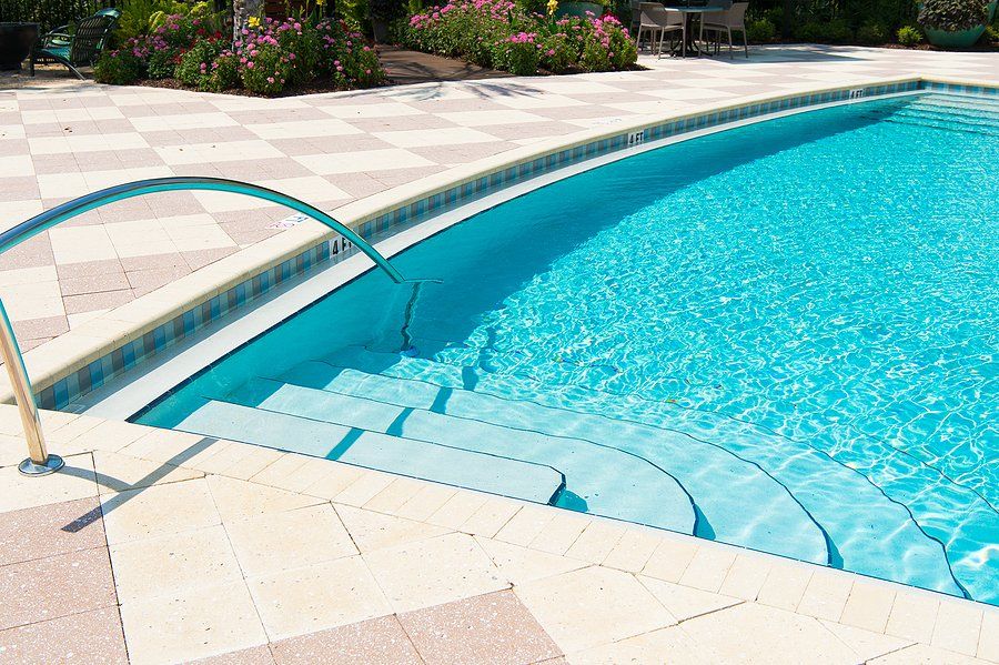 clear blue water in the pool