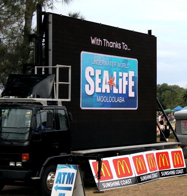 close-up of the huge led tv