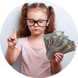 Daughter holding money — Legal Services in Brooklyn Center, MN Daughter holding money — Legal Services in Brooklyn Center, MN