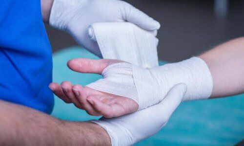 bandaged hand