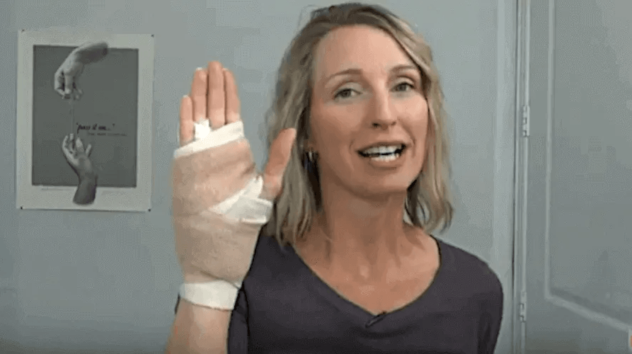 woman with a bandaged hand