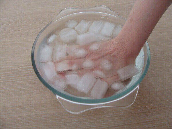 hand in an ice bath