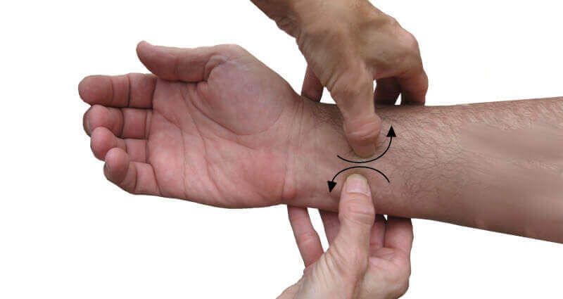 myofascial release massage on a wrist