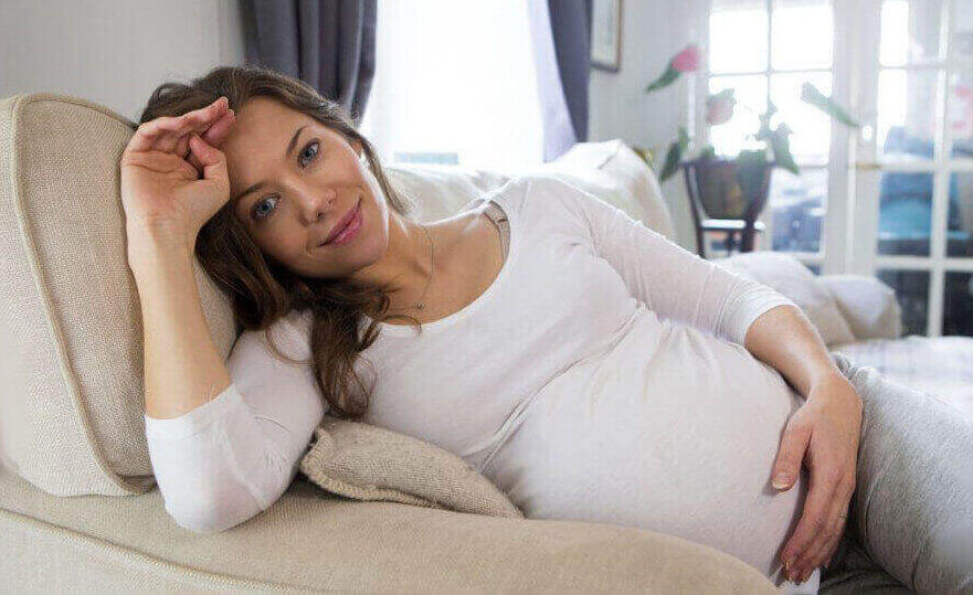 reclining pregnant woman