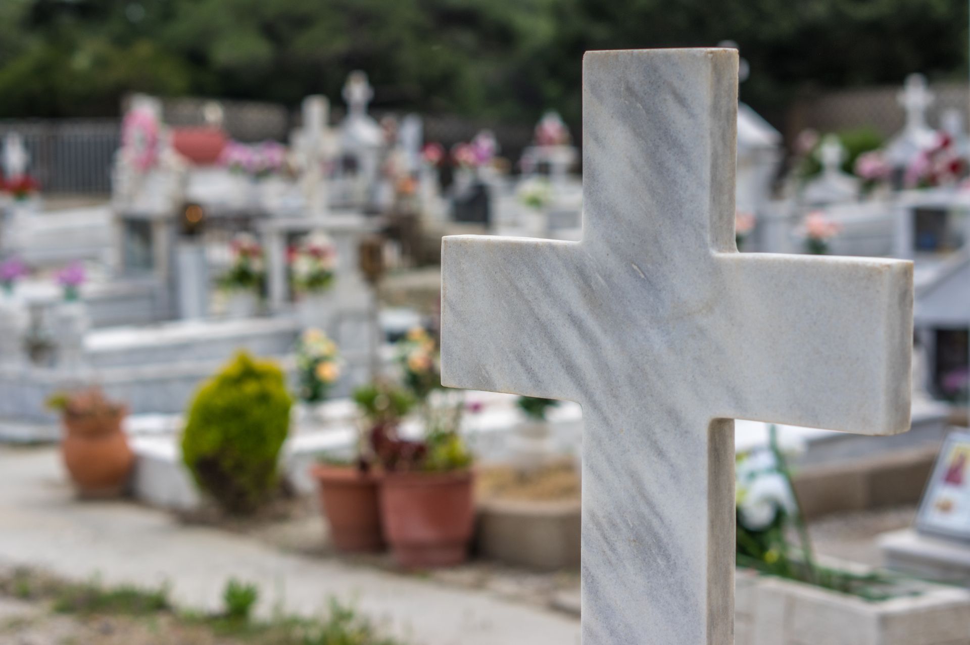 Cross with cemetery