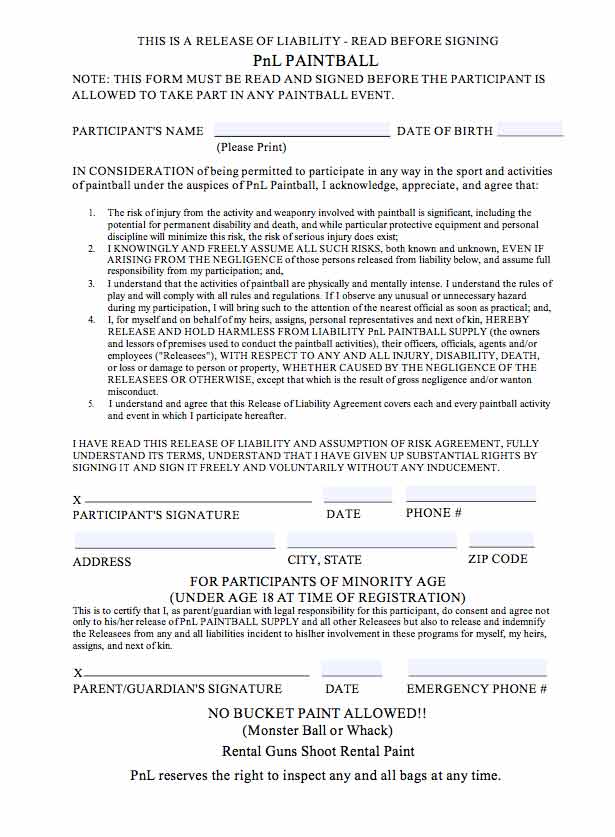 Waiver Form Preview