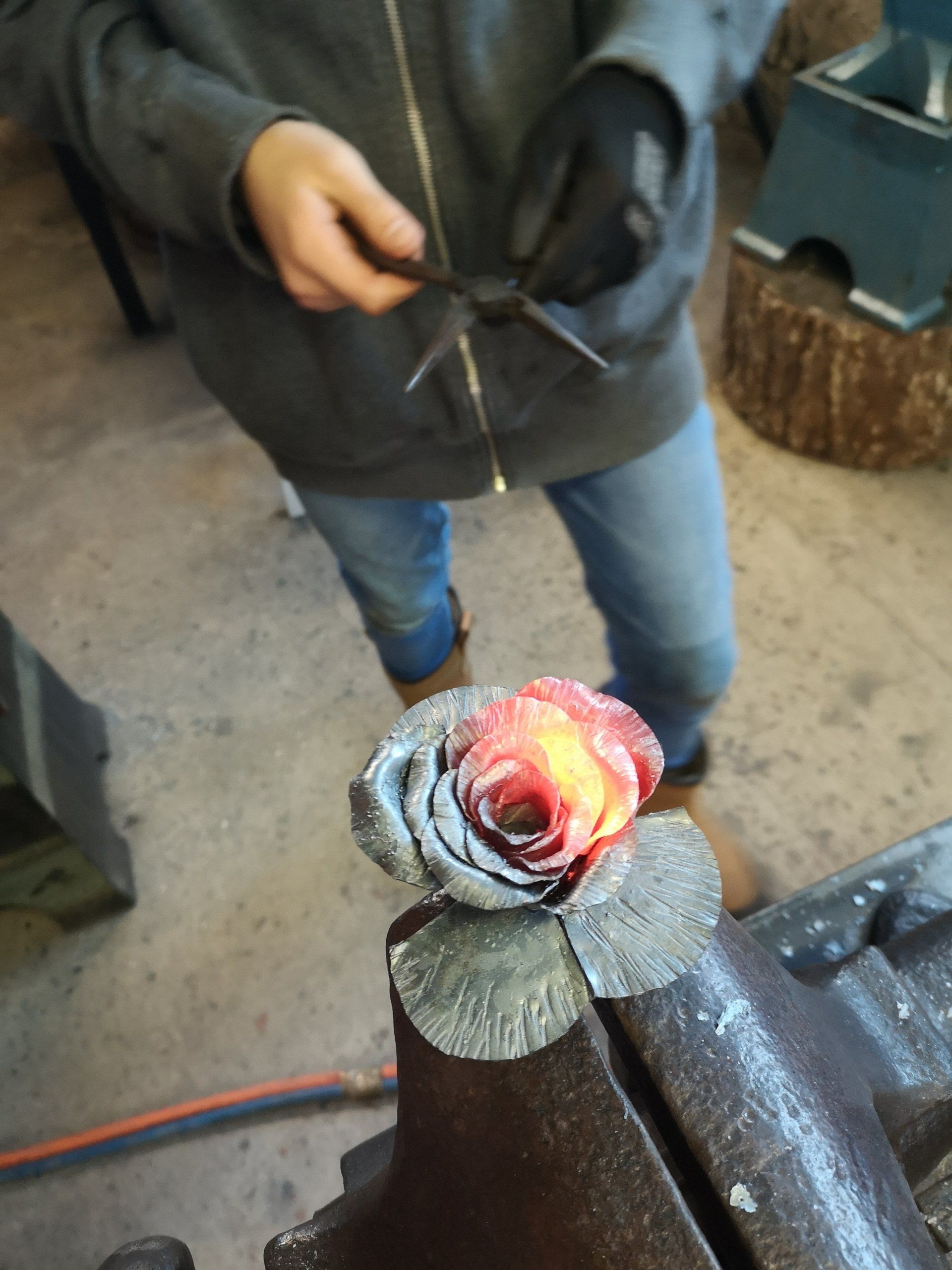 metal rose on the forge