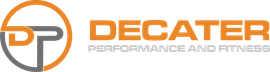 Logo for Decater Performance and Fitness: orange and gray stylized letters