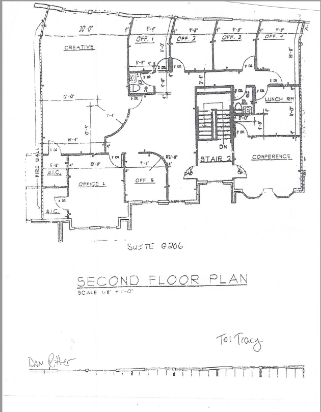 Floor plan of Suite 0206 on the second floor, with labeled rooms like 