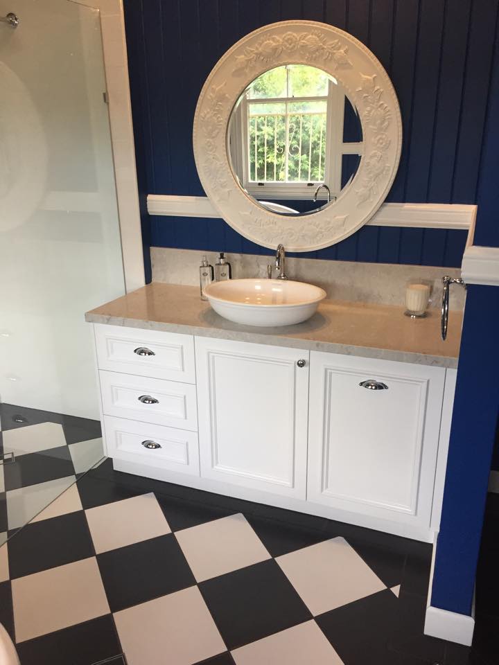 vanity with small mirror