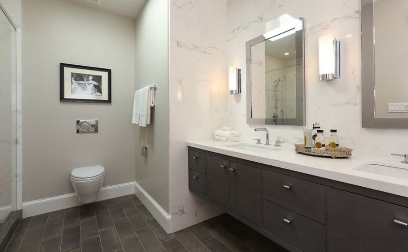 Conceal your bathroom storage and fittings Moving storage outside the bathroom