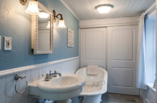 Conceal your bathroom storage and fittings Moving storage outside the bathroom