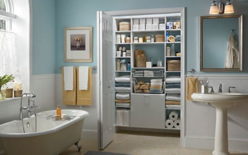 Conceal your bathroom storage and fittings Moving storage outside the bathroom