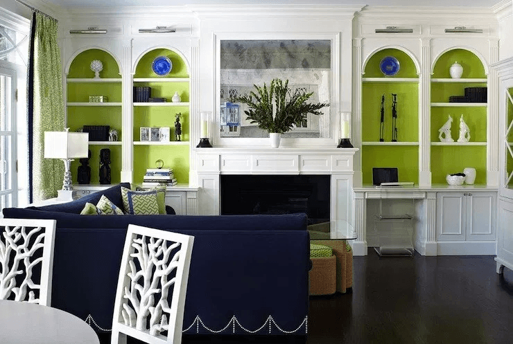 Use colour sparingly Greenery wall alcoves
