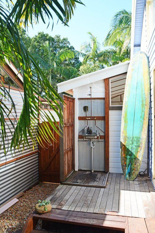 Outdoor bathrooms are ideal for baches and beach houses Outdoor bathrooms are popular near the beach