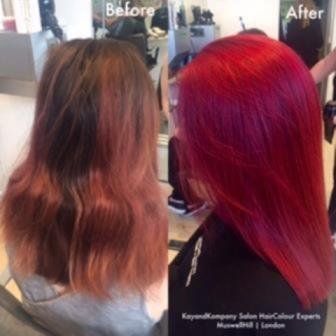 Red Hair haircolour expert long hair transformations kayandkompany salon hairdressers muswellhill london n10