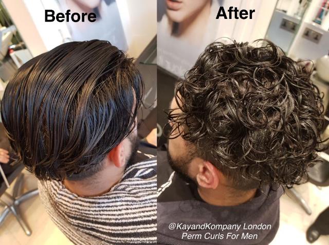 Mens perms, mens cuely hair, mens hairstyles, perms for men, perms for boys, kayandkompany salon male grooming, mens hair colour in London n10 muswell hill, mens beauty salons northlondon 