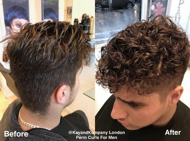 Mens perms, man perms, mens cuely hair, mens hairstyles, perms for boys, kayandkompany salon, male grooming, mens haircolour in London n10 muswell hill, mens beauty salons northlondon